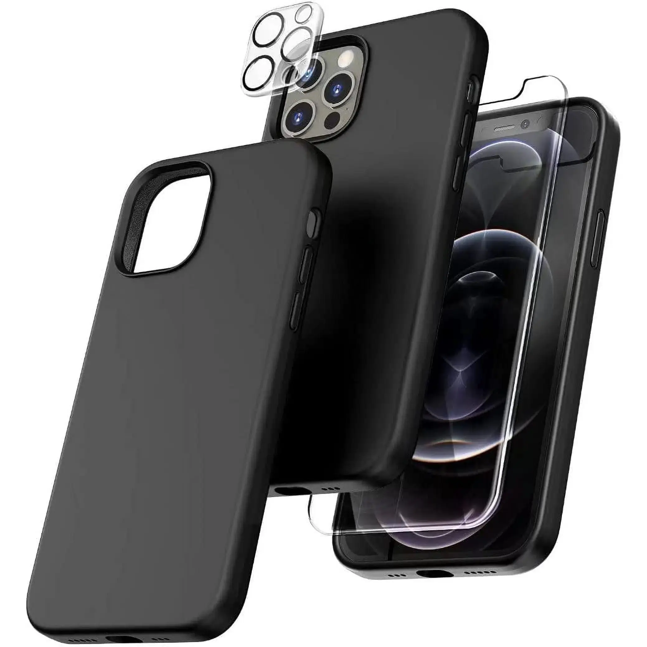 Entronix iPhone 13 Pro 3-in-1 Bundle - Liquid Silicone Case, 1 Clear Screen Protector & Camera Lens Protector, Tempered Resistance