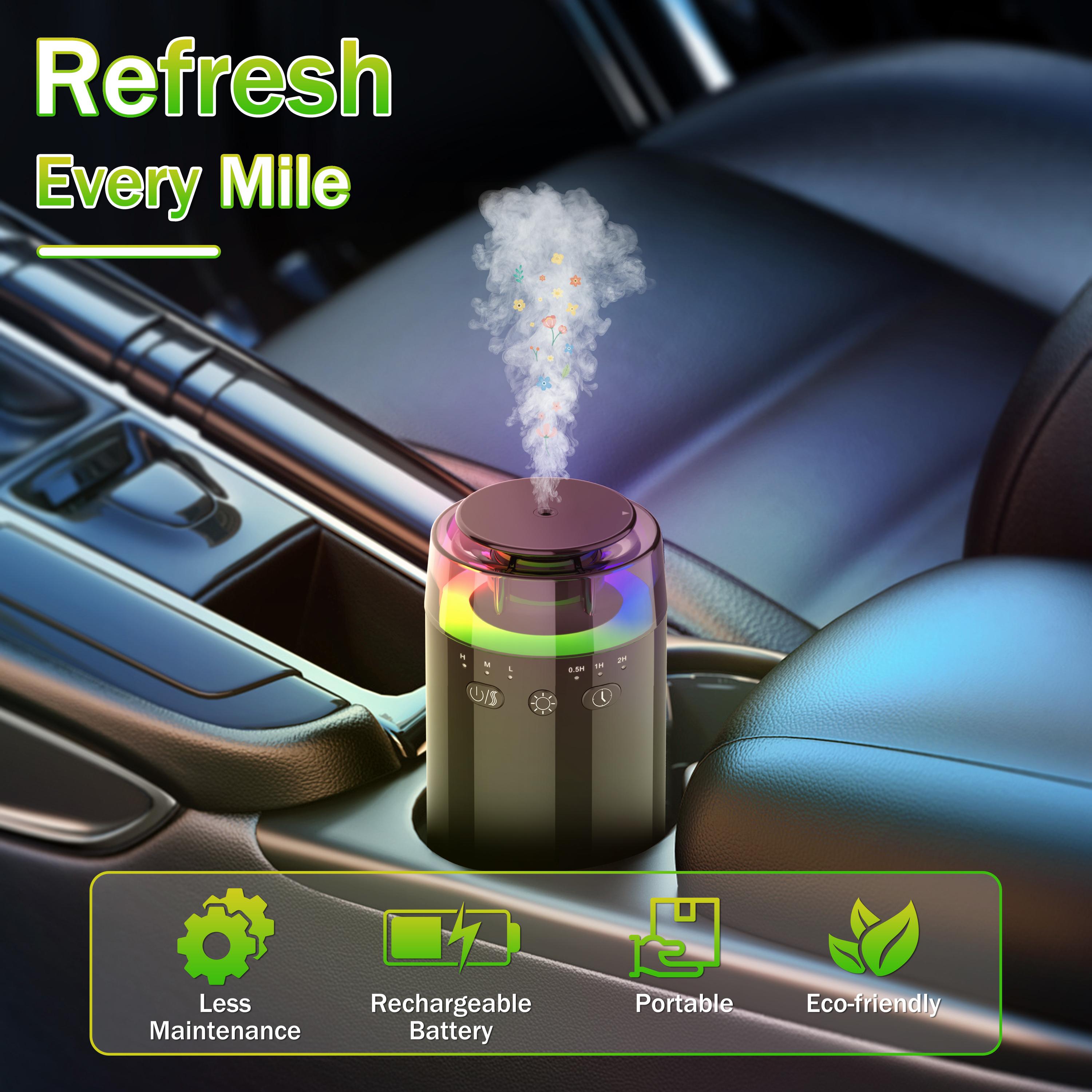 Waterless Essential Oil Diffuser: Battery Mini Scent Air Machine with 8 Bottles of Essential Oils for Home, Room, Car, Office with RGB Colorful Light — Cool Mist Aroma Machine
