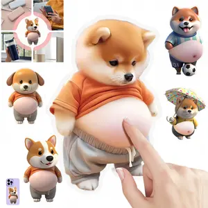 2 Set 3D Shiba Inu Belly Stickers, Cute Self-Adhesive Decorative Decals for Phones, Laptops, Cars & Home, Perfect Gift for Pet Lovers, Car Vehicle Decoration