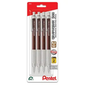Pentel GraphGear 500 Mechanical Pencil, 0.3mm, 4-pk