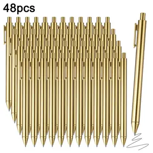 48pcs Luxury Golden Ballpoint Pen Set | Bulk Retractable Black Ink Medium Point Smooth Writing Pens for Wedding, Bridal Shower, Business, Office, Students, Teachers, School, Diary & Gifts for Valentine'S Day, Easter