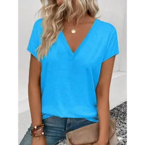 EMERY ROSE Women's Simple Solid Color V-Neck Short Sleeve Camisole