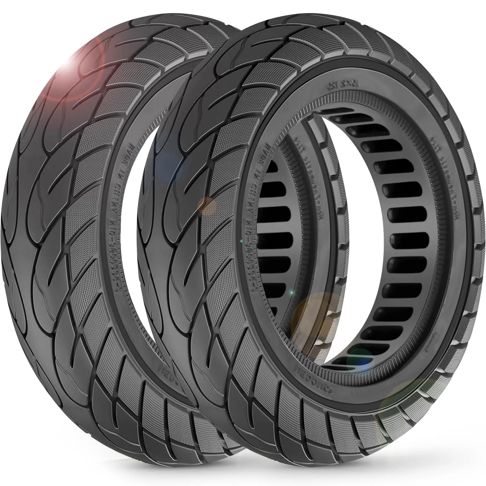 2-Pack 10x2.125 Tubeless Scooter Tires - Fits Models: 8.5x2.0, 8½x2, 50-75-6.1, 10×2.0, 10×2-6.1, 10×2(54-152) | Verify Rim Size: 6.5-6.65" Diameter & 1.26-1.34" Width | Puncture-Resistant
