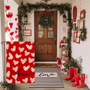 Valentine's Day Heart Garden Flag, Outdoor Polyester Fabric Banner 100x70cm, Single-Sided Print, Romantic Anniversary Yard Decoration