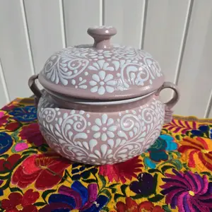Pink With White Soup Serving Bowl