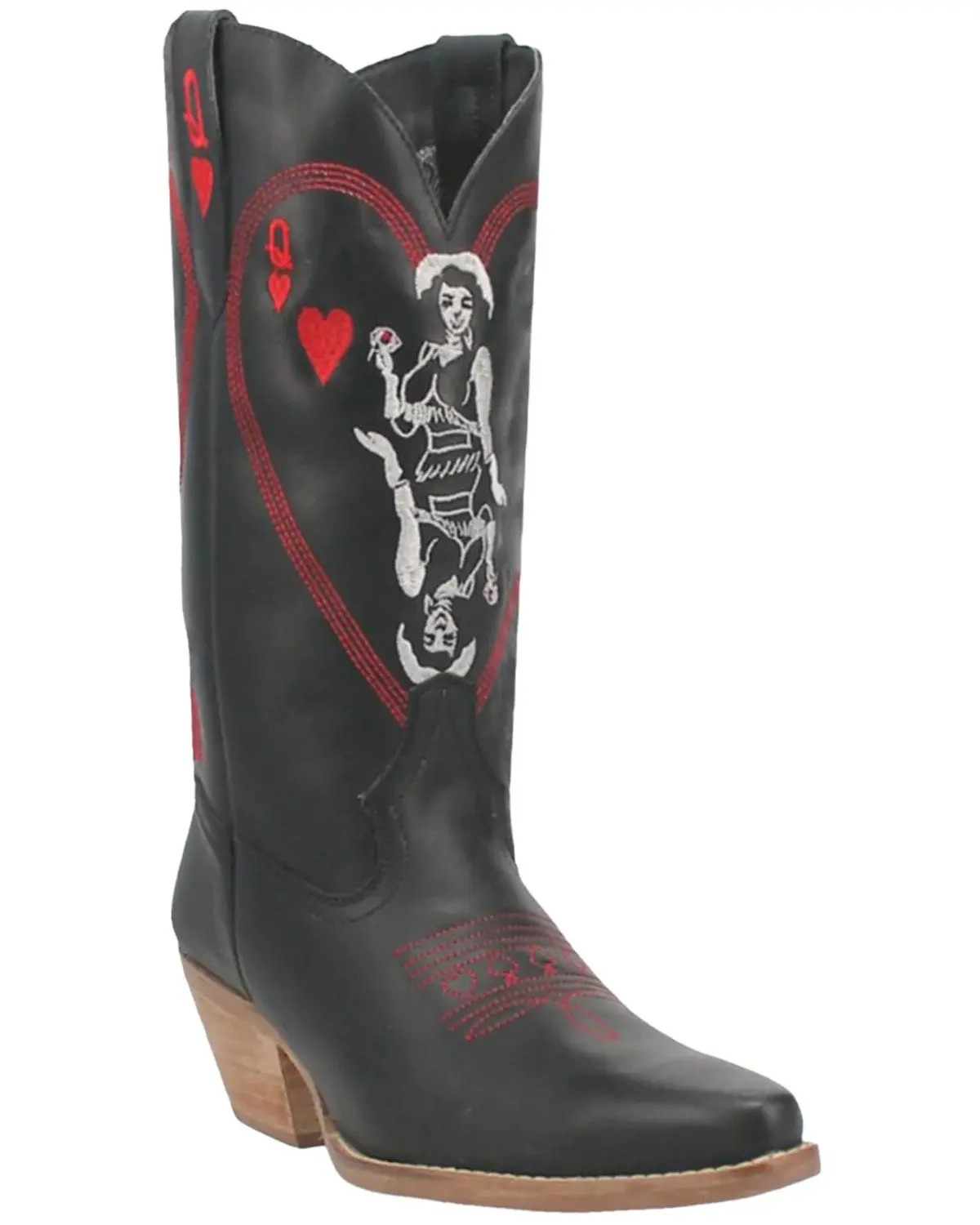 Dingo Women's Women'S Queen A Hearts Western Boot Snip Toe - Di 174-Blk