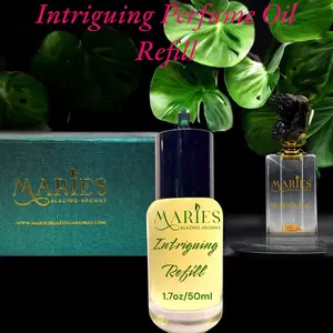 MARIE'S Intriguing Luxury Perfume Oil Refill 1.7oz Glass Bottle with Premium Fragrance Oil Blend, 15ml Crystal Perfume Bottle Refill, Alcohol Free