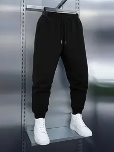 Men's Casual Outdoor Sports Pants, Long Sweatpants, Fitness Pants, Solid Color Regular Fit Jogger Pants, Versatile Fall New Men's Joggers