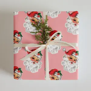 Vintage Santa Portrait Wrapping Paper Christmas, Cute Retro Gift Wrap, Festive Holiday Gift Wrap Colorful Gift Wrap