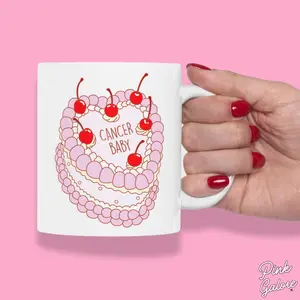 PINK GALORE Cancer Baby 11OZ Ceramic Mug for Hot and Cold Iced Drinks | Microwave Safe, Dishwasher Safe | Drinkware for Coffee, Matcha & Tea Lovers | Horoscope Szn Zodiac Mug | Birthday Gift For Her |