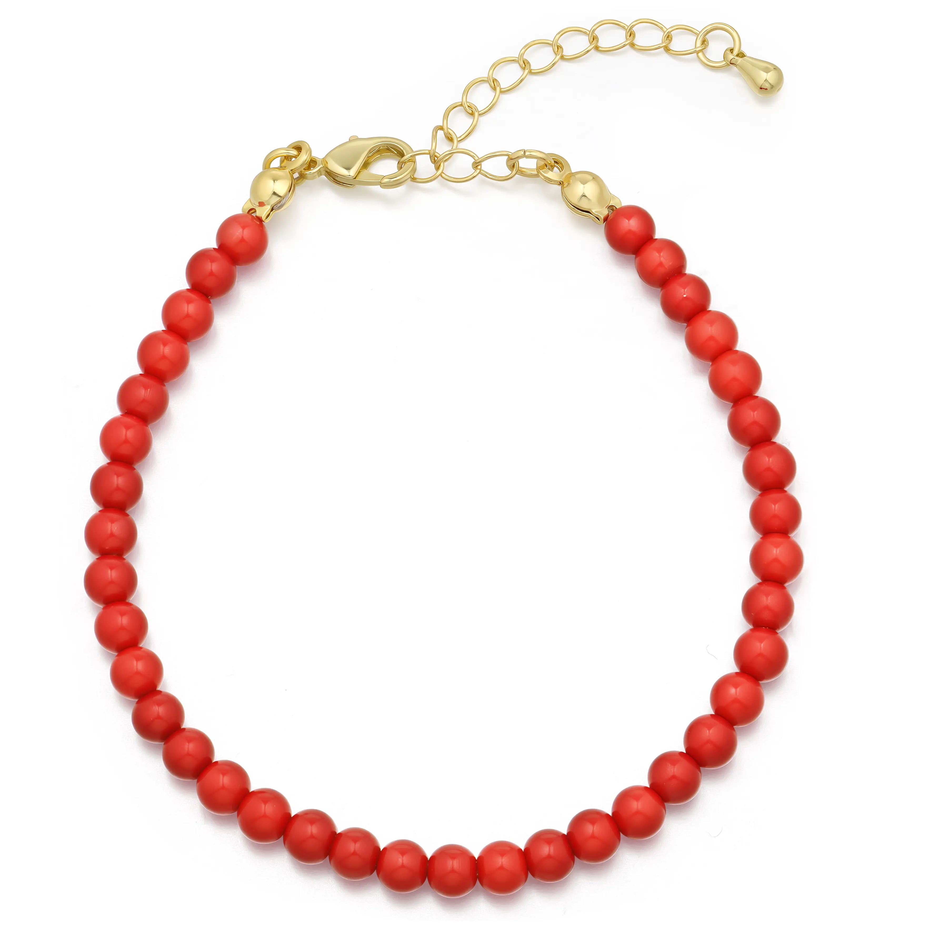 Aprilery “Gold - Tone Red Coral Beaded Bracelet” - Symbolic Jewelry of Strength, Courage & Vitality for Daily Wear & Meaningful Gifting