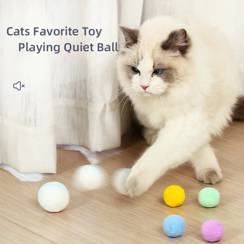 12 PC Pet Playing Ball - Soft Quiet Pet-- Fun Colorful Cat Ball Toys-Quiet at Night
