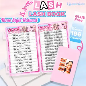 High-capacity 196pcs mixed Self Adhesive DIY Lash Clusters Individual Eyelashes No Glue Needed Korean Makeup Lightweight Natural Eyelashes, ACE False Eyelashes, DIY Eyelash Extensions, Gifts for Women And Girls