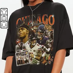 Vintage Justin Fields D. J. Moore Football Shirt Unisex, Football 90s Vintage Gift for Fans
