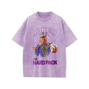 Retro Clown Camel Printed T-shirt with "The Hard Pack" graphic, unisex washed casual crew neck short-sleeve top with summer vacation style, suitable for daily wear, outdoor and street styling
