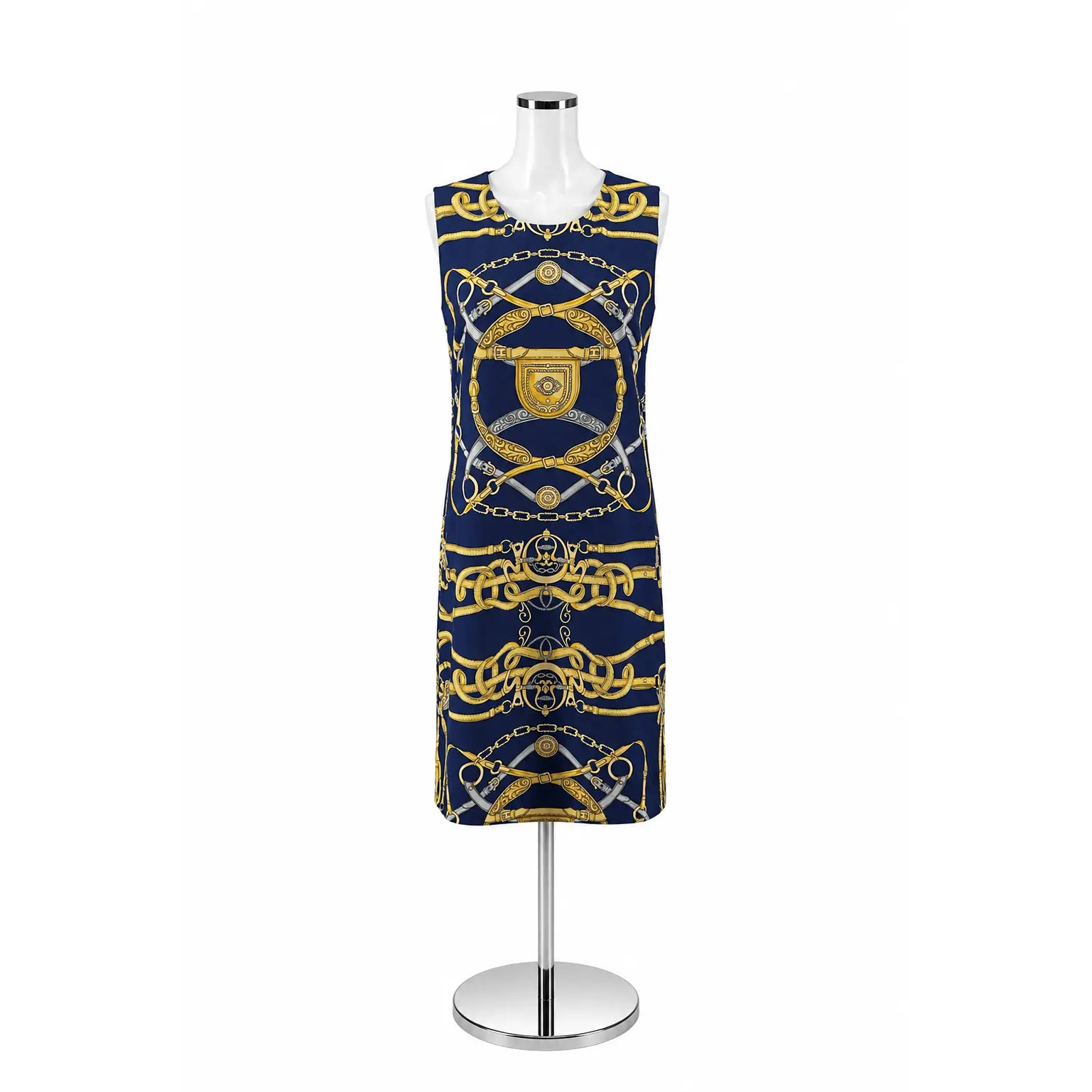 J. McLaughlin Catalina Cloth Equestrian Chain Print Sheath Dress Size Large