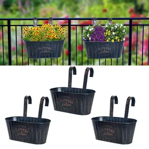 American Vintage Hanging Bucket Planter, Outdoor Planters, Detachable Dual Hooks, Iron Art Garden Decor, Suitable for Outdoor Gardens, Balconies, Hotels, Homestays