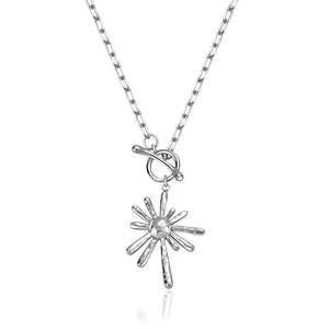 Stainless Steel Ice Snowflake Pendant Necklace with OT Clasp Design Modern Fashion Jewelry for Daily Wear & Party Accessories Exquisite Gift Choice