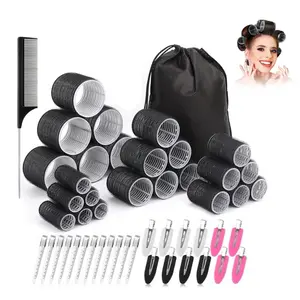 Hair Curlers & Clips Set, 50pcs/set Including 24 Rollers, 24 Clips, 1 Comb & 1 Storage Bag, Heatless Hair Styling Tools for Long, Medium & Short Hair, Lightweight No-Heat Curling Kit, Mother's Day Gifts, Family Essential Curler