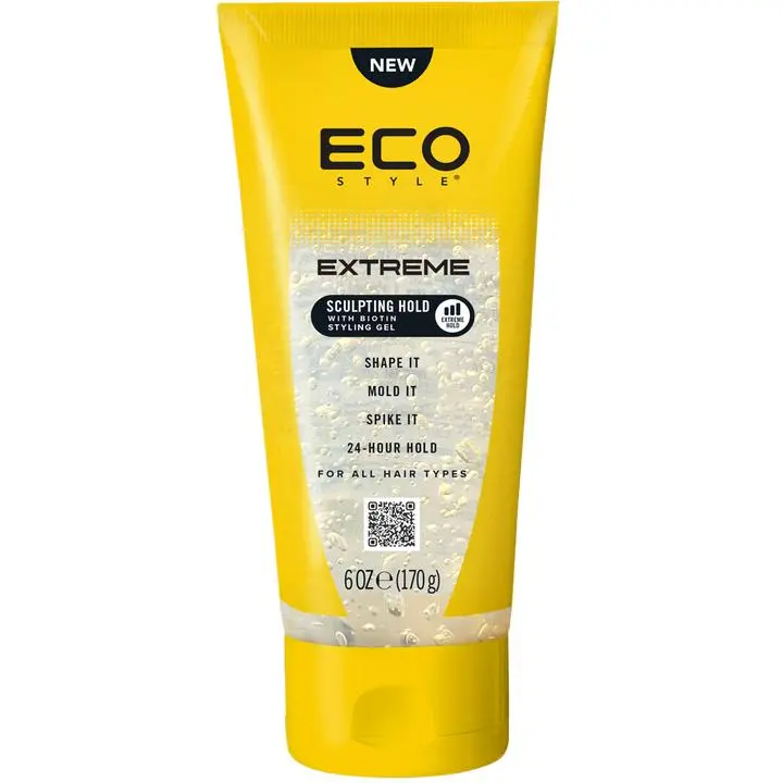 ECO Style Sculpting Gel with Biotin & Corn Starch, 24-Hour Extreme Hold for Slick Back Hairstyles, Alcohol-Free with Sun Protection for Shiny, Flake-Free Hair, 6 oz, Haircare, Benzophenone-4 (Uv Protection)Fragrance: Fragrance (Parfum)