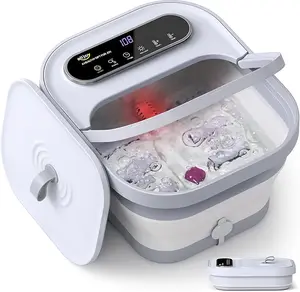 ALLJOY Foot Spa Bath Massager with Heat Therapy, Collapsible Design, Bubbles & Shiatsu Massage, Pumice Stone  & Customizable Timer  Perfect Gift for Loved Ones