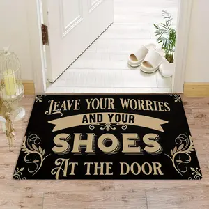 1pc Premium Non Slip Indoor Outdoor Doormat Leave Your Worries Shoes At The Door Plush Backing Durable Polyester Welcome Mat for Front Door Entryway Stylish Entrance Floor Mat Practical Housewarming Gift New Home