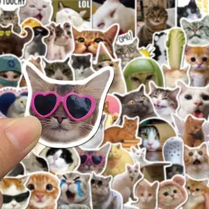 50pcs Fun Cat Vinyl Stickers, Creative DIY Waterproof Stickers, for Water Bottles Refrigerators Books Luggage Helmets Skateboards Cameras Guitars Laptop Computers