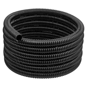 VEVOR 21 ft Corrugated Pond Tubing, 1 inch Inner Diameter, Flexible PVC Hose, Black Drain Pipe, Plastic Corrugated Water Tubing for Pond, Pump, Fountain, Garden, Swimming Pools, Filters, (1 pcs)