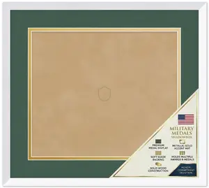 CustomPictureFrames.com Solid Wood Military Shadowbox - Green and Gold Mat - Compact - Multiple Frame Colors - Medals Ribbons Insignia Made in the USA