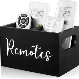 Wooden TV Remote Holder, Remote Organizer Box, 2 Slot Remote Stand, Wall-Mounted Remote Storage Solution, Home Decor Accessory