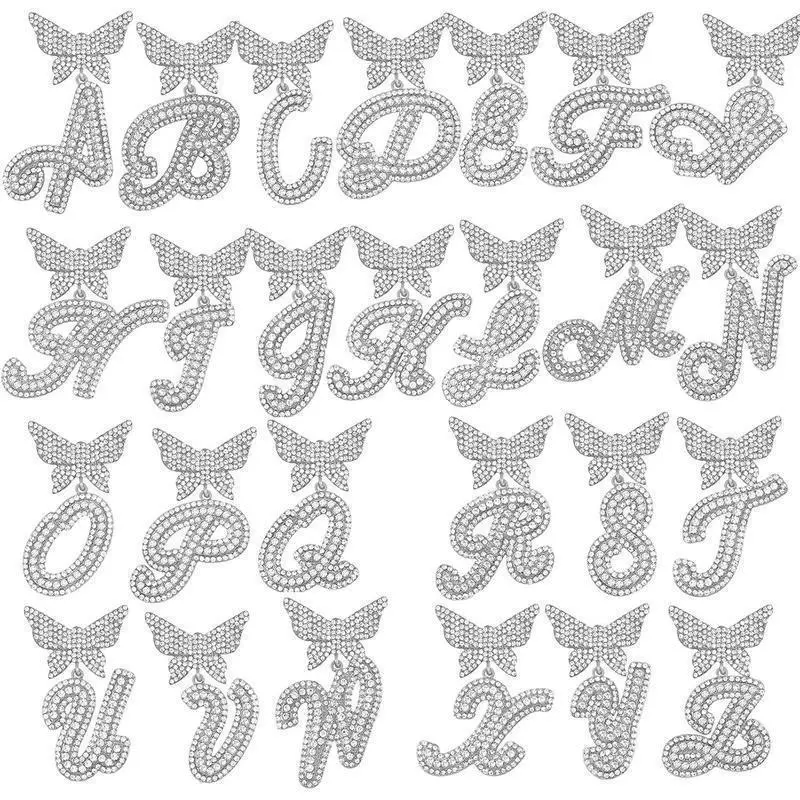 Women's 14MM Prong Cuban Link Chain with Cursive Silver Initial - Hip Hop Iced - Out Necklace, Personalized Butterfly Initial Letter Name Necklace Cubanchain Pendant Maximalist Jewelry Women's 14MM Prong Cuban Link Chain with Cursive Silver Initial - Hip Hop Iced - Out Necklace, Personalized Butterfly Initial Letter Name Necklace Cubanchain Pendant Maximalist Jewelry