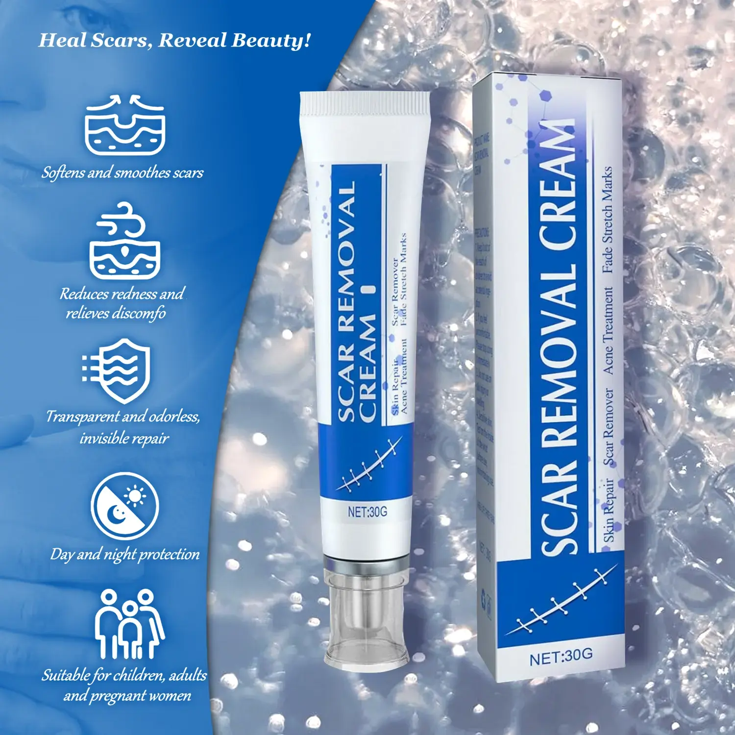 Silicone Skin Smoothing Treatment Cream, Gentle Daily Gel for Burns, Acne & Aging Discoloration on Face & Body - Improves Uneven Skin Texture, Therapeutic, Healthcare