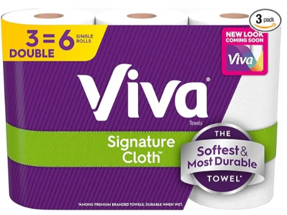 Viva Signature Cloth Paper Towels 3 Double Rolls 86 Sheets per Roll Cloth-Like Strong Durable Texture for Enhanced Performance Kitchen Wipes Sustainable
