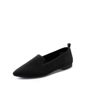 DREAM PAIRS Women's Pointed Toe Slip-On Knit Loafers - Rubber-Soled Casual Flat Shoes for Women, Comfortable Walking Footwear