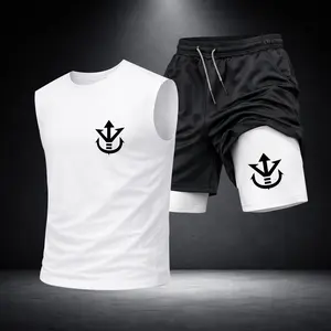 Men’s Black Workout Set Sleeveless Tank Top & Sports Shorts 2-Piece Gym Outfit