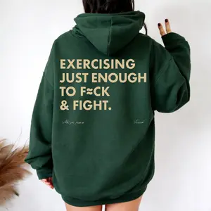 Funny “Exercising Just Enough to F≈ck & Fight” T-Shirt – Retro Vintage Y2K Streetwear Graphic Tee, Bold Humor Statement Shirt, Unisex Cotton Crewneck, Fit for Men & Women, Sizes S–5XL