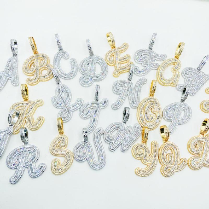 [ICE HUE]18K Gold Vacuum Plated Copper with 5A+ Sri Lanka Zircon Gothic Letter A-Z Design Pendant With Necklace Miami Italy Mexico & Micro Inspired for Women & Men Jewelry,Daily Wear,Casual Fashion,Gift Idea,,Classic,Hip Hop,Simple,Sporty Style