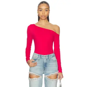 Good American Weightless Sculpting One Shoulder Top in Ruby