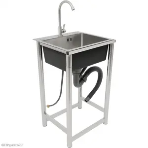 Stainless Steel Utility Sink w/Faucet, Commercial Single Bowl Kitchen Sink Freestanding, Indoor Outdoor Utility Sinks for Laundry Room Garage Shop Bathroom Home ModernAEleganza22AB12PeakVibe