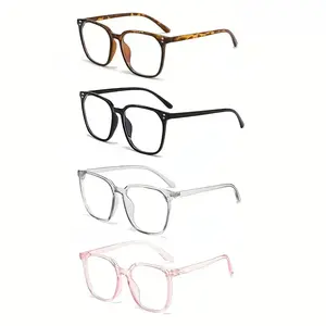 4-Piece Women's Blue Light Blocking Eyeglass Set-Flattering for Round Faces, 4 Stylish Frame Colors |     Trendy Windproof Style, a Must-Have for No-Makeup Looks, Compatible with Prescription Lenses