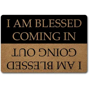 Welcome Doormat with Anti-Slip Rubber  (23.6 X 15.7 inch) Prank  Home Decor Area Rugs for The Entrance Way Indoor Mats (I AM Blessed Coming in and Going Out)