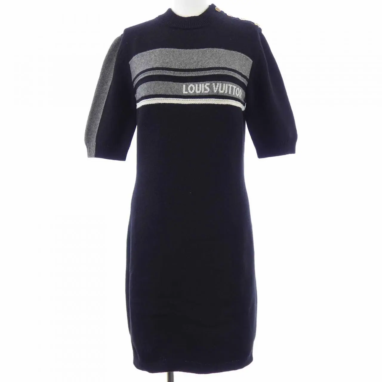 Pre-owned Louis Vuitton Cashmere Small Leather Goods LV Intarsia Dress
