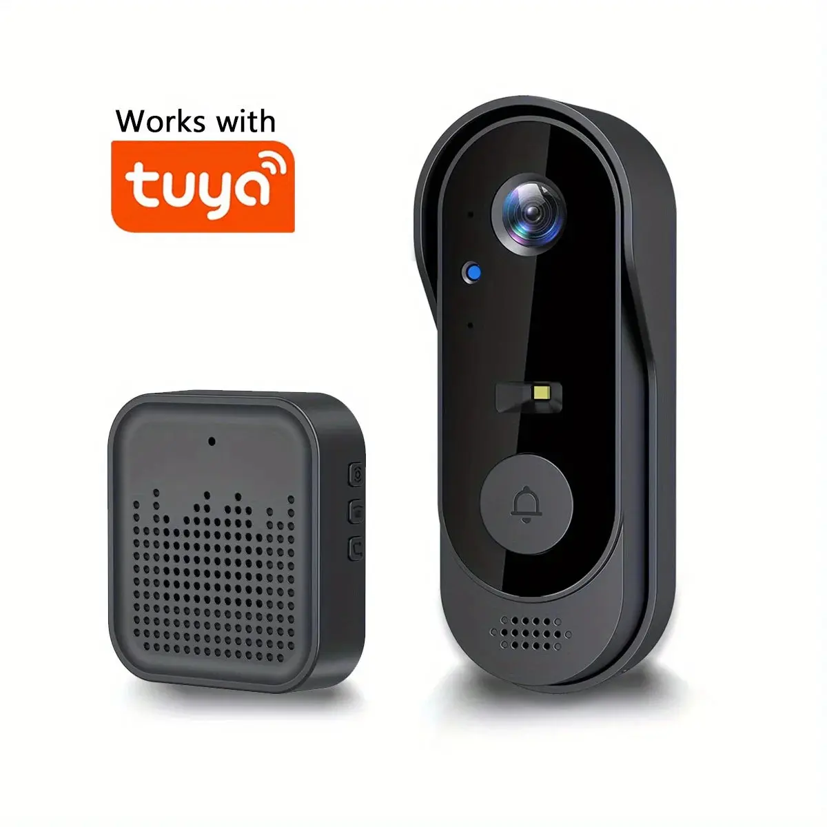Tuya WiFi Smart Video Doorbell - Smart Home Gadgets, Motion Activated Doorbells & Intercoms with 1080P HD Camera, 2MP Photograph Capability, 2-Way Audio, 1000mA DC Power Supply, Day & Night Mode, Cloud Storage, Home Security