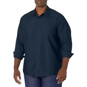 Red Kap mens Industrial Shirt, Regular Fit, Long Sleeve Work Utility Button Down Shirt, Navy, Large US
