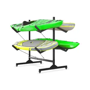 2-Tier Freestanding Kayak Storage Rack -Storage Rack for Kayaks or Canoes - Premium Kayak Stand for Outdoor and Indoor - Heavy Duty Kayak Holder