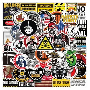 50 Pcs Vinyl Sticker of Funny Warning Signs for Work Place Safety Waterproof Stickers Bomb for Wall, Computer, Laptop, Skateboard, Water Bottle, Mug, Kids Scrapbook Gift for Birthday, Christmas, Thanksgiving (Warning Signs)