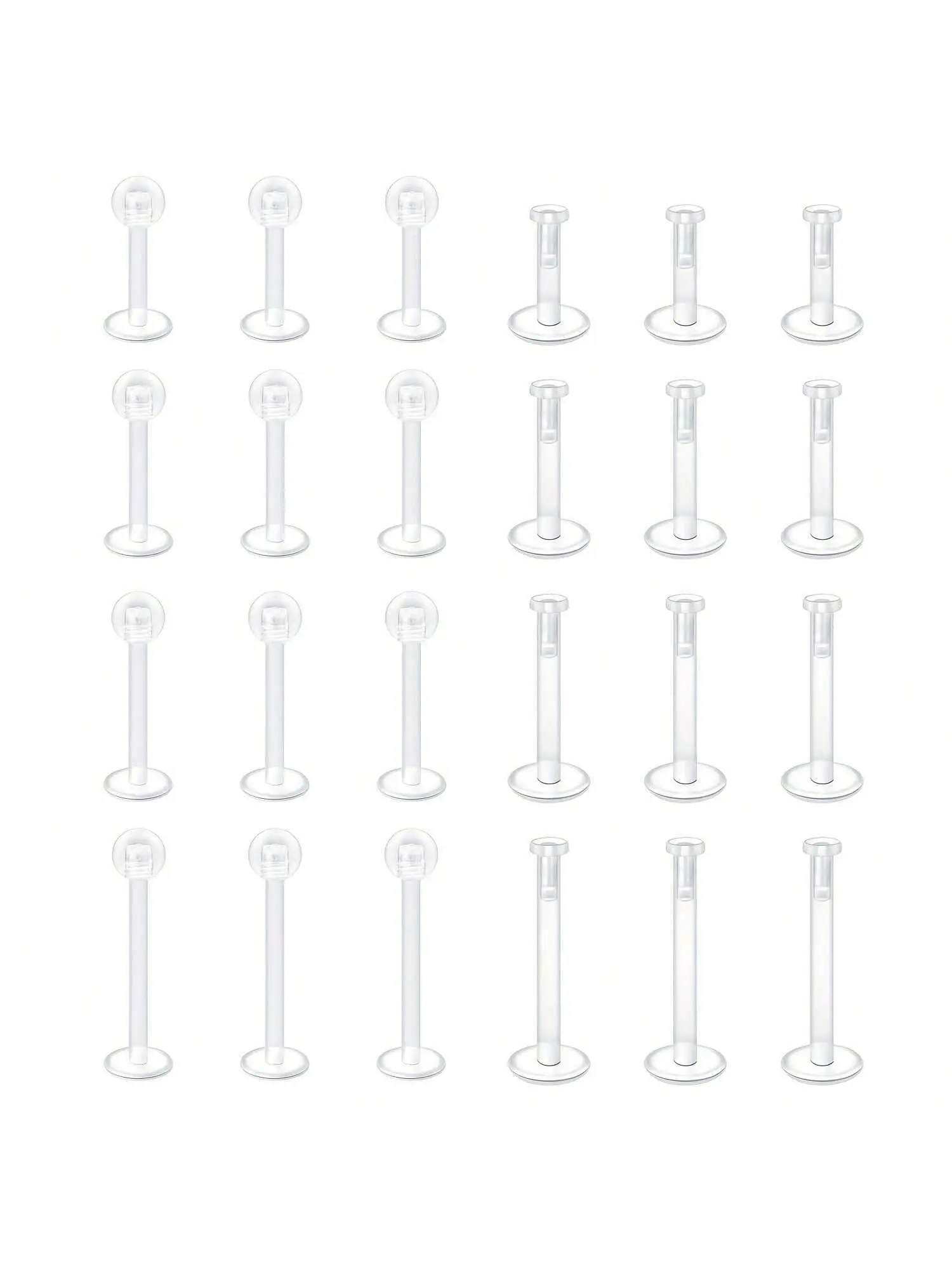16G Clear Bioflex Lip Studs Push-in Labret Rings, Invisible Flexible Plastic Flat Back Monroe Medusa Piercing Jewelry, Colorful CZ Push Pin Tragus Helix Cartilage Earring Studs Retainers