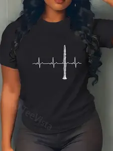 100% Cotton Clarinet Heartbeat Shirt - Best Funny Clarinet Player Gift T-Shirt