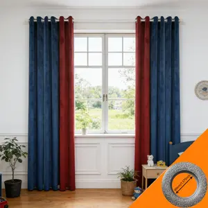 2pcs Nordic Style Dark Blue Wine Dual Color Blockout Curtains, Living Room Floor-To-Ceiling Full Blackout Curtains, Punch Hole Soundproof Curtains