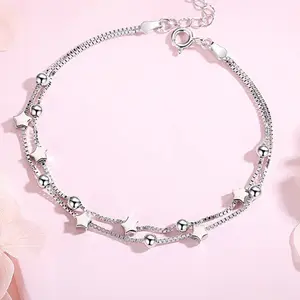 Floating Stars Bead Bracelet - S925 Sterling for Women